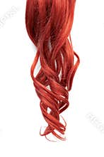Natural wavy red hair on white background