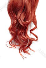 Long wavy red hair isolated on white background