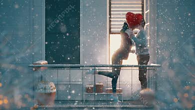 couple on balcony on Valentine's day