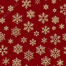 Seamless pattern with golden snowflakes on red background for Christmas or New Year holidays. EPS 10