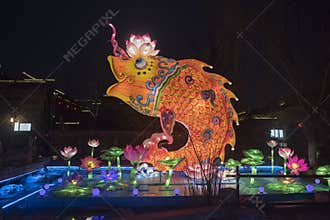 Chinese New Year Lantern Festival, traditional carp lotus style