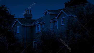 Houses At Night Among Trees