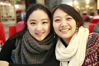 Two smiling girls