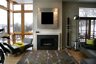 Modern home fireplace