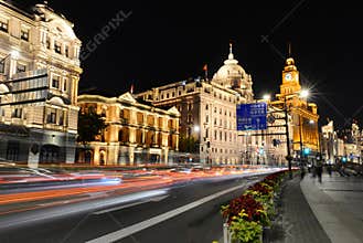 The Bund in Shanghai Lighting up