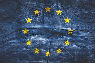 brexit concept - EU flag on grunge background
