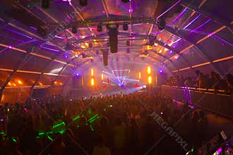Rave Music, Summer Night Club, Colorful Lazer Lights