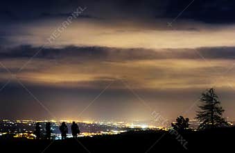 People watching night lights in the valley