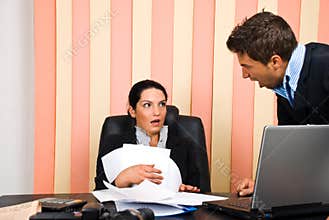 Angry boss with employer