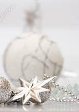 White christmas silver star and ball