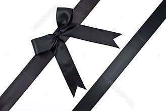 Black bow with ribbon