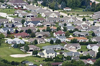 Aerial View Neighborhood Houses, Homes, Residences