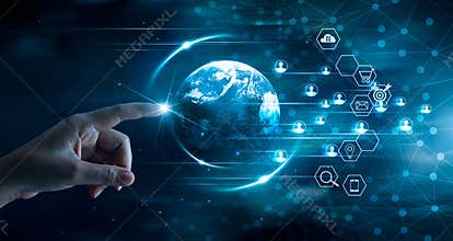 Digital marketing concept, Business technology, Mobile payments, Banking network, Online shopping