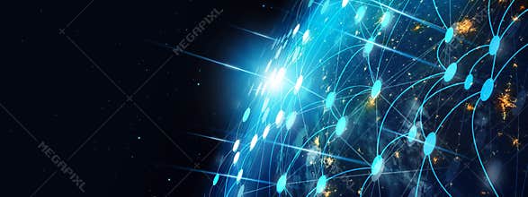 Communication technology and internet worldwide for business concept