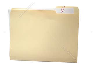 Folder and paper on white
