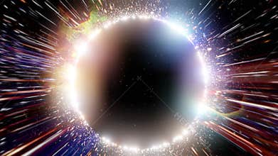 Black hole with asteroids and nebula