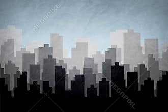 City skyline illustration.Silhouette of Downtown and Urban landscape