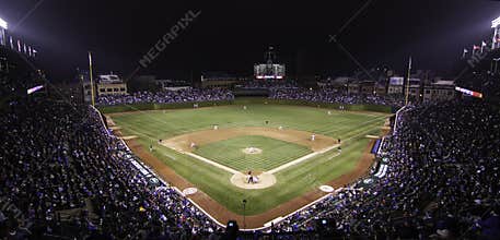 Baseball - Wrigley Field Pano at Night