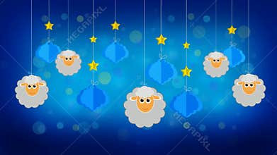 Sheeps and clouds in the sky, loop video screen background