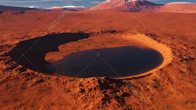 Terraforming mars-like planet for extraterrestrial colonization. Science fiction colony on planet concept