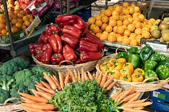Fresh fruits and vegetables at Spanish farmers market