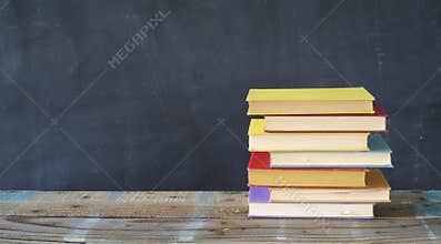 Stack of hardback books, reading, education, literature, copy space
