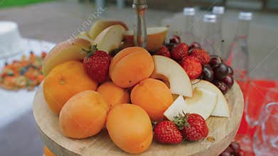 Fruit on a stand panorama