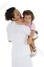Woman holding a cute girl