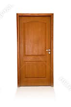 Closed wood door isolated