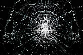 Broken cracked glass