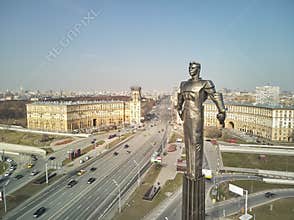 Gagarin Square. Monument to the first cosmonaut Yuri Gagarin