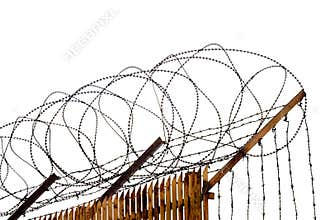 Fence with barbed wire