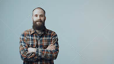 Confident hipster bearded man