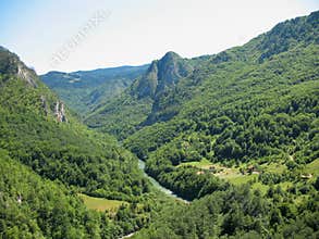 Canyon with teal water in Montenegro