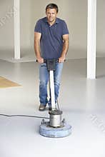 Cleaner polishing office floor