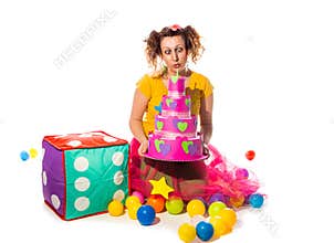 Woman animator in fany suit preparing for engaged with children