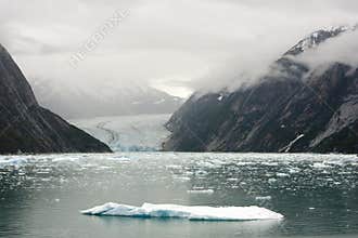 Iceberg and Dawes Glacier at Endicott Arm Fjord