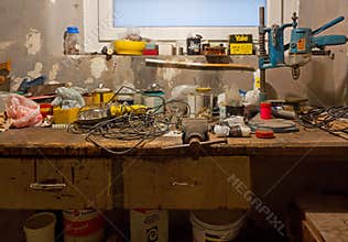 Old Dirty Garage Workbench