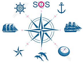 Set of nautical symbols