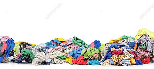 Big pile of clothes on a white background