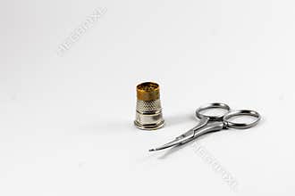 Antique Thimble and Quilting Scissors