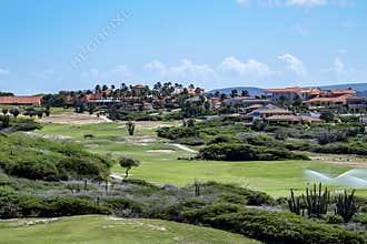 Golf course in Aruba, Caribbean Sea