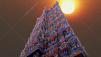 A beautiful sunrise at Hindu Temple in India.