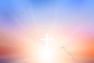 White cross in blurred background