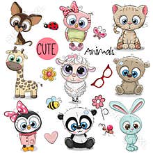 Set of Cute Cartoon Animals