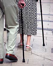 Seniors with walking sticks
