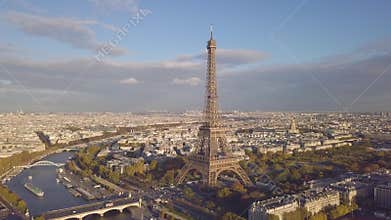 Aerial view of Eiffel tower