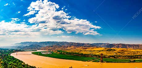 Yellow River in Shapotou, Ningxia, China