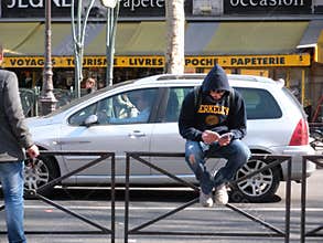 Young Man Reading in the Latin Quarter, Paris, France