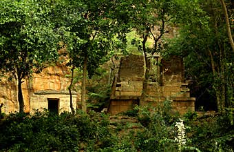 An abandoned temple in the sittanavasal cave temple complex.